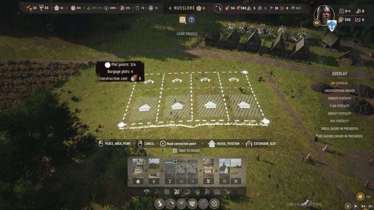 An image showing players the required size for a Burgage Plot to be able to support Extensions in the game Manor Lords